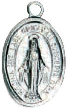 medaglia miracolosa in alluminio argentato - altezza medaglietta 1,8 cm circa