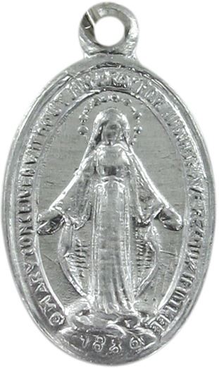 medaglia miracolosa in alluminio argentato - altezza medaglietta 1,4 cm circa