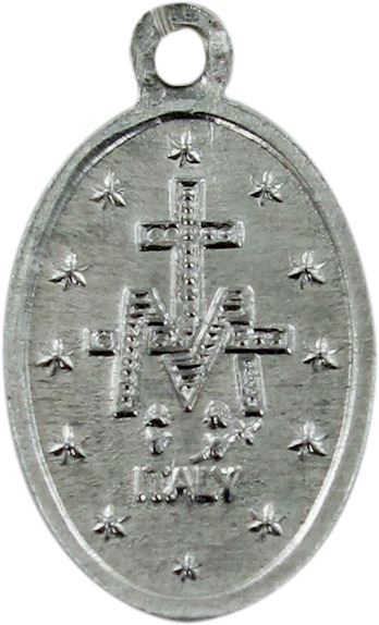 medaglia miracolosa in alluminio argentato - altezza medaglietta 1,4 cm circa