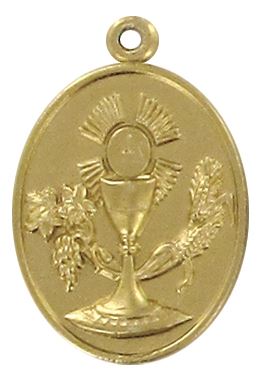 medaglia eucaristia con calice in metallo dorato - 2,7 cm
