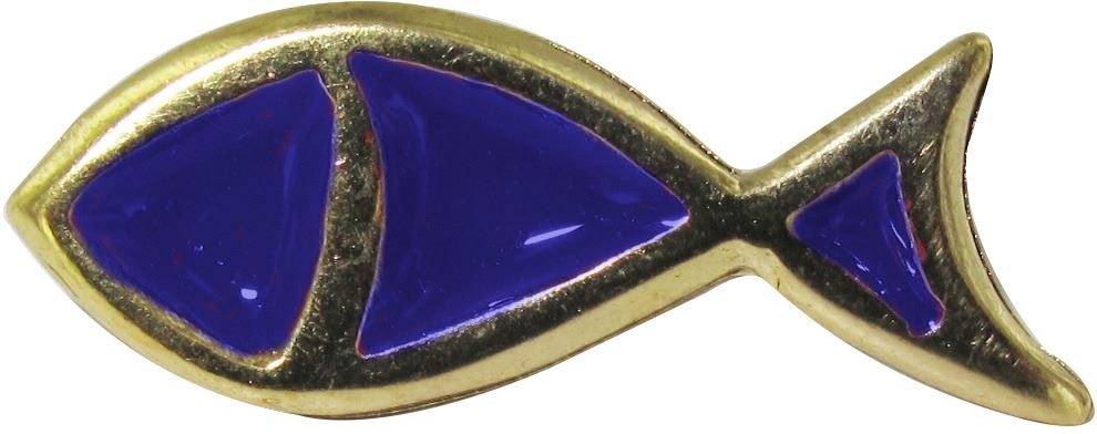 distintivo pesce dorato con smalto blu - 2,5 cm