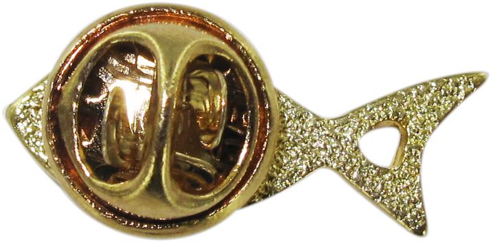 distintivo pesce dorato con smalto rosso - 2,5 cm