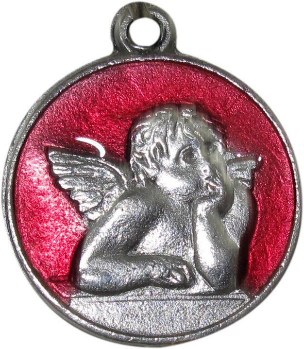medaglia in metallo raffigurante un angioletto (rosso) Ø 2 cm