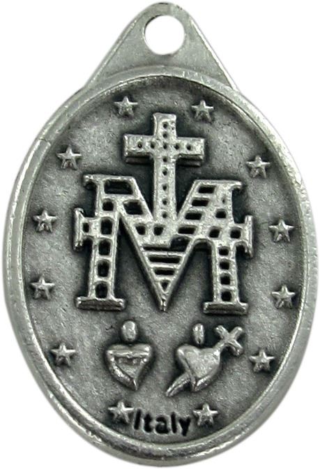 medaglia miracolosa in metallo con smalto blu - 2 cm