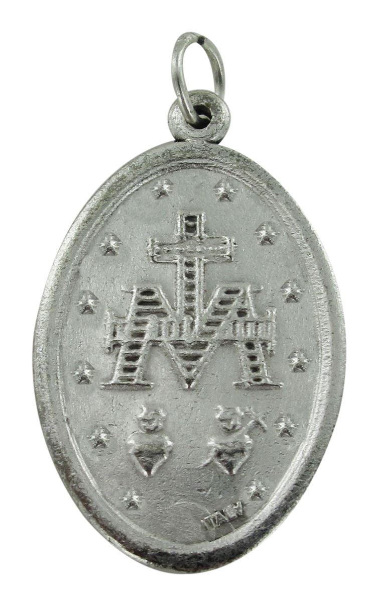 medaglia miracolosa in metallo con smalto blu - 3 cm