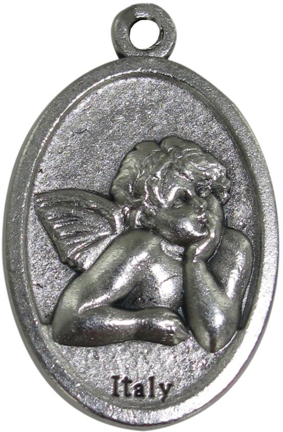 medaglia ovale in metallo raffigurante un angelo cherubino - 2,5 x 1,5 cm
