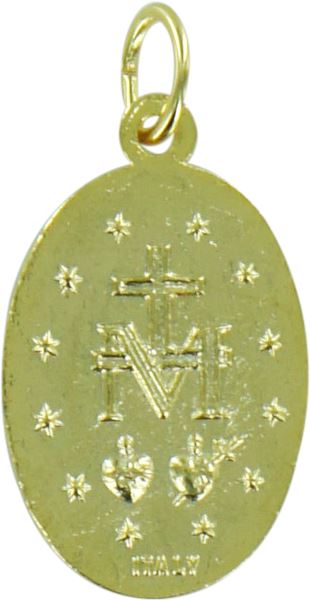 medaglia madonna miracolosa in metallo dorato con smalto blu cm 1,2