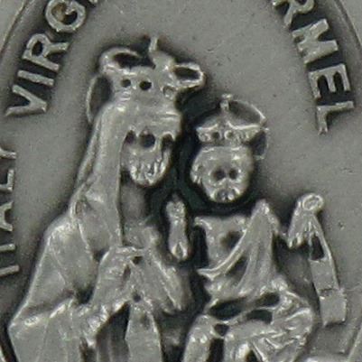 medaglia madonna del carmine ovale in metallo ossidato - 2,5 cm