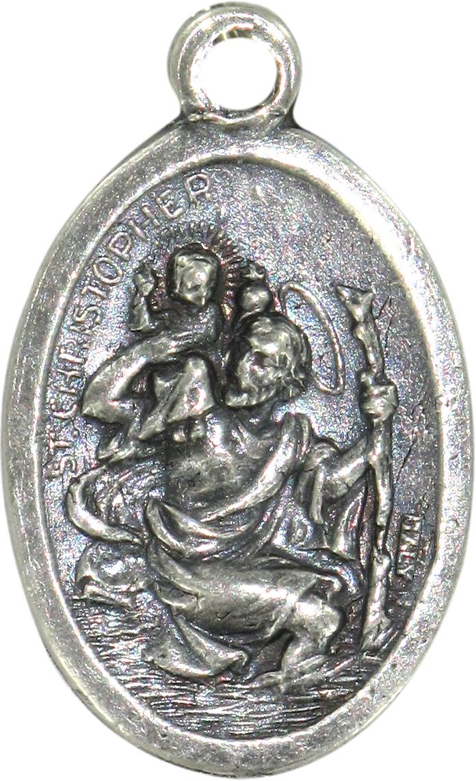 medaglia san cristoforo ovale in metallo ossidato - 2 cm