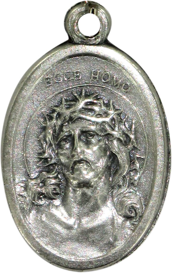 medaglia volto gesù ovale in metallo ossidato - 20 mm