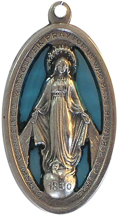 medaglia madonna miracolosa traforata metallo ossidato mm 32 smaltata