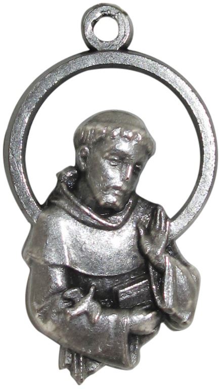 medaglia san francesco in metallo - 3 cm