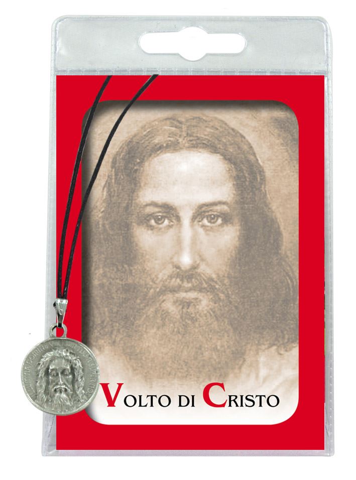 medaglia volto di cristo in argento ossidato - Ø 2 cm