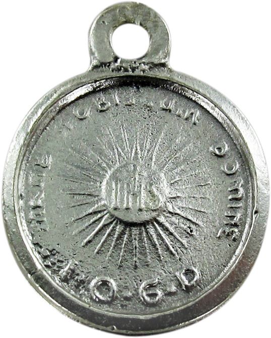 medaglia volto di cristo tonda in metallo argentato - 1,5 cm