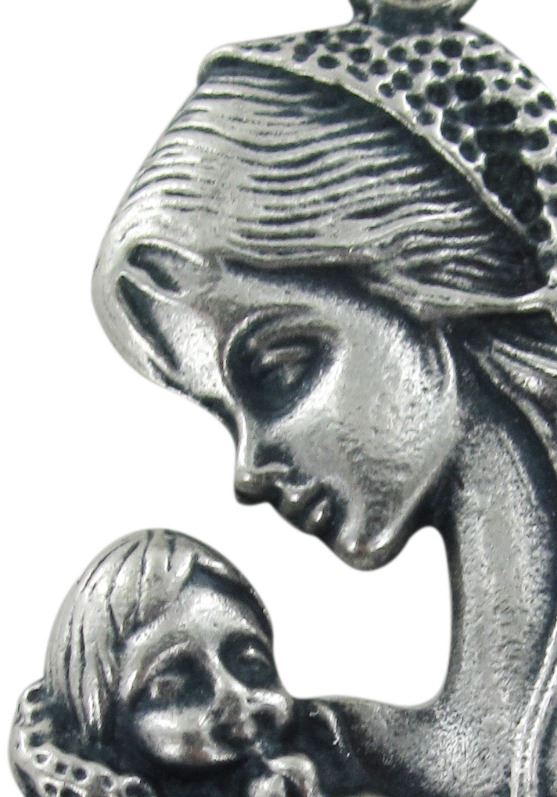 stock: medaglia madonna con il bambino in metallo ossidato - 4 cm