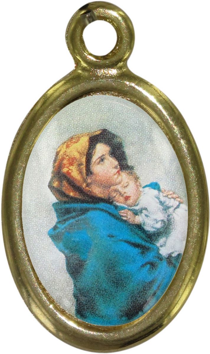 medaglia madonna del ferruzzi in metallo dorato e resina - 1,5 cm