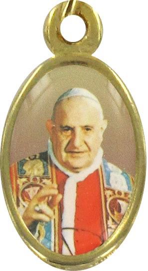 medaglia papa giovanni xxiii in metallo dorato e resina - 1,5 cm