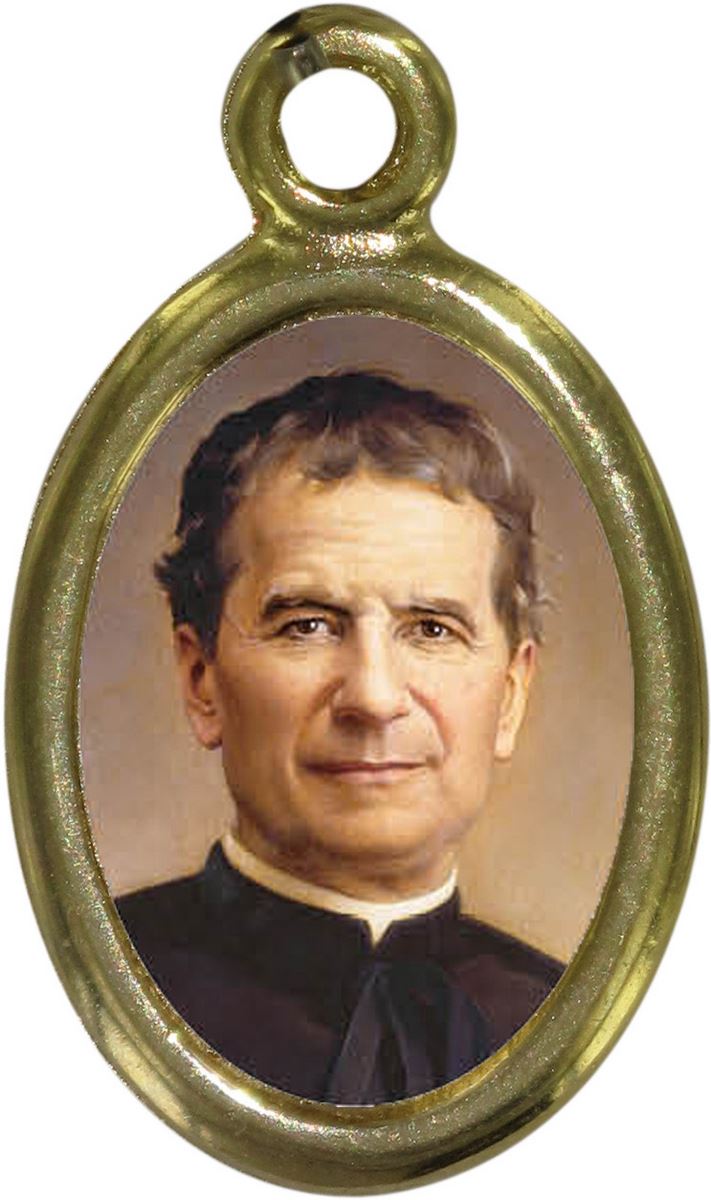 medaglia don bosco in metallo dorato e resina - 1,5 cm