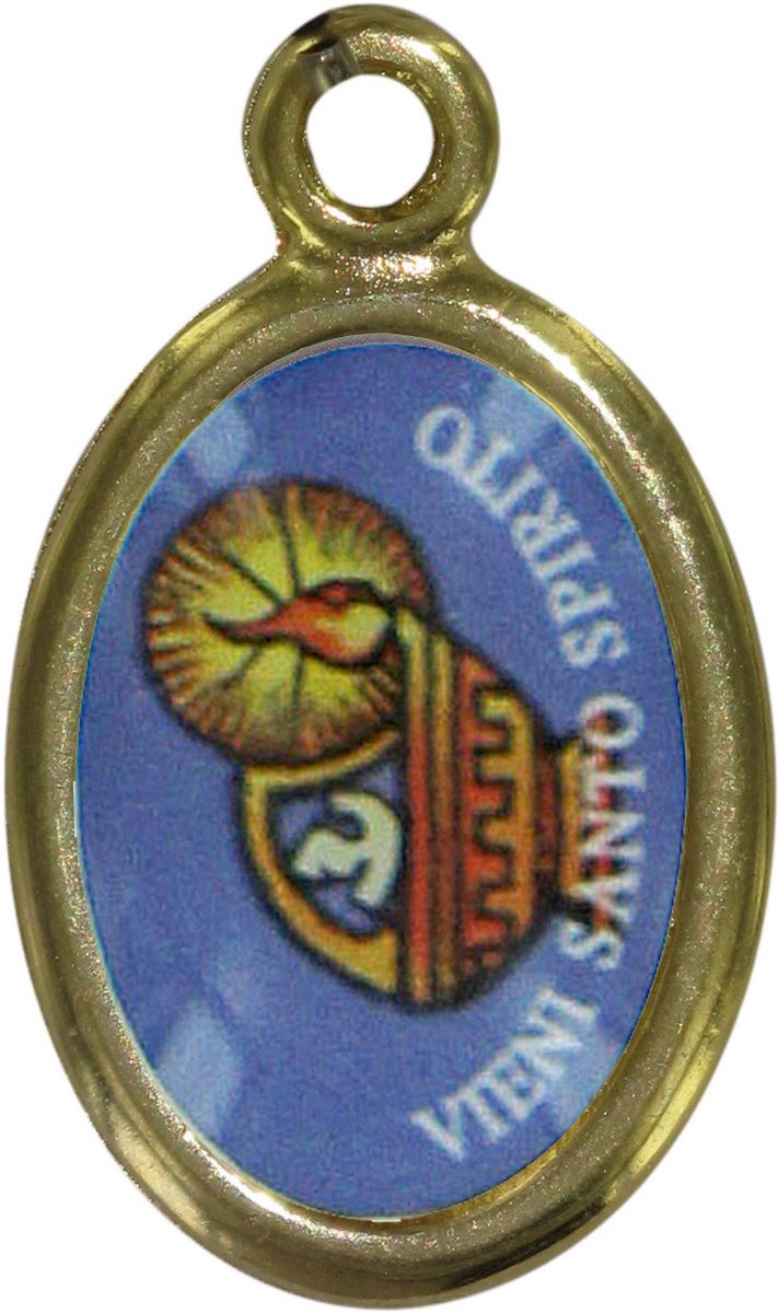 medaglia spirito santo in metallo dorato e resina - 1,5 cm