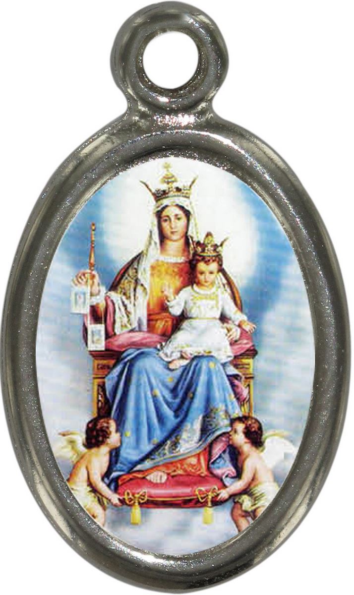 medaglia madonna del carmelo in metallo nichelato e resina - 1,5 cm 