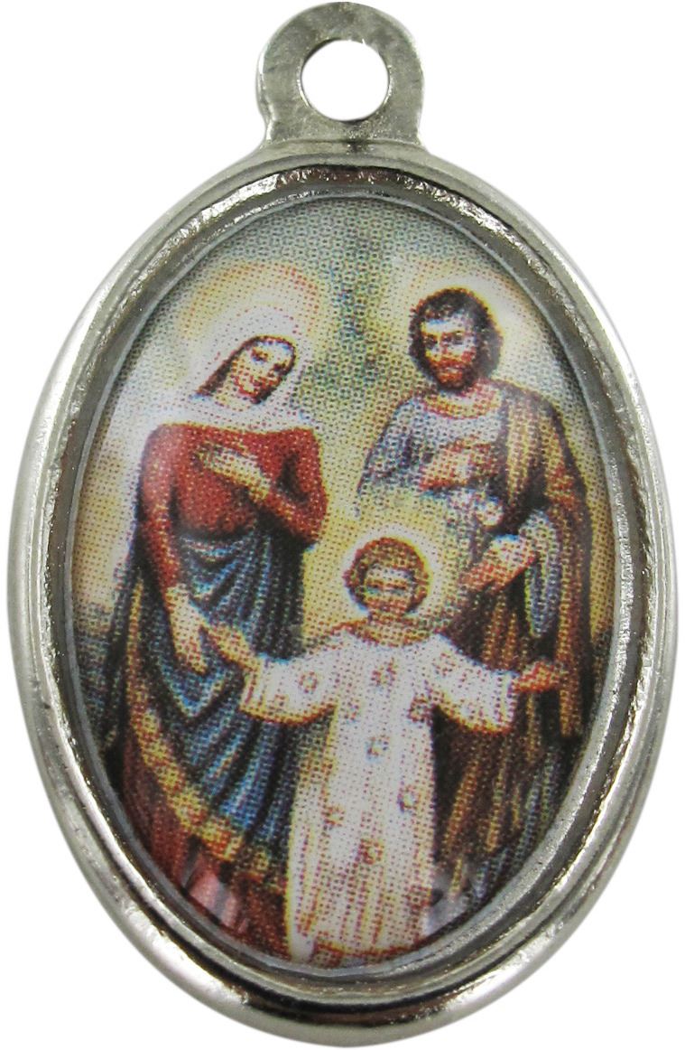 medaglia sacra famiglia in metallo nichelato e resina - 1,5 cm
