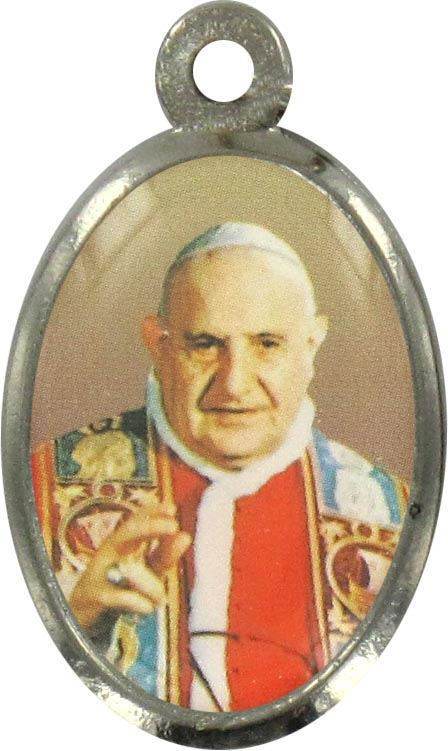 medaglia papa giovanni xxiii in metallo nichelato e resina - 1,5 cm