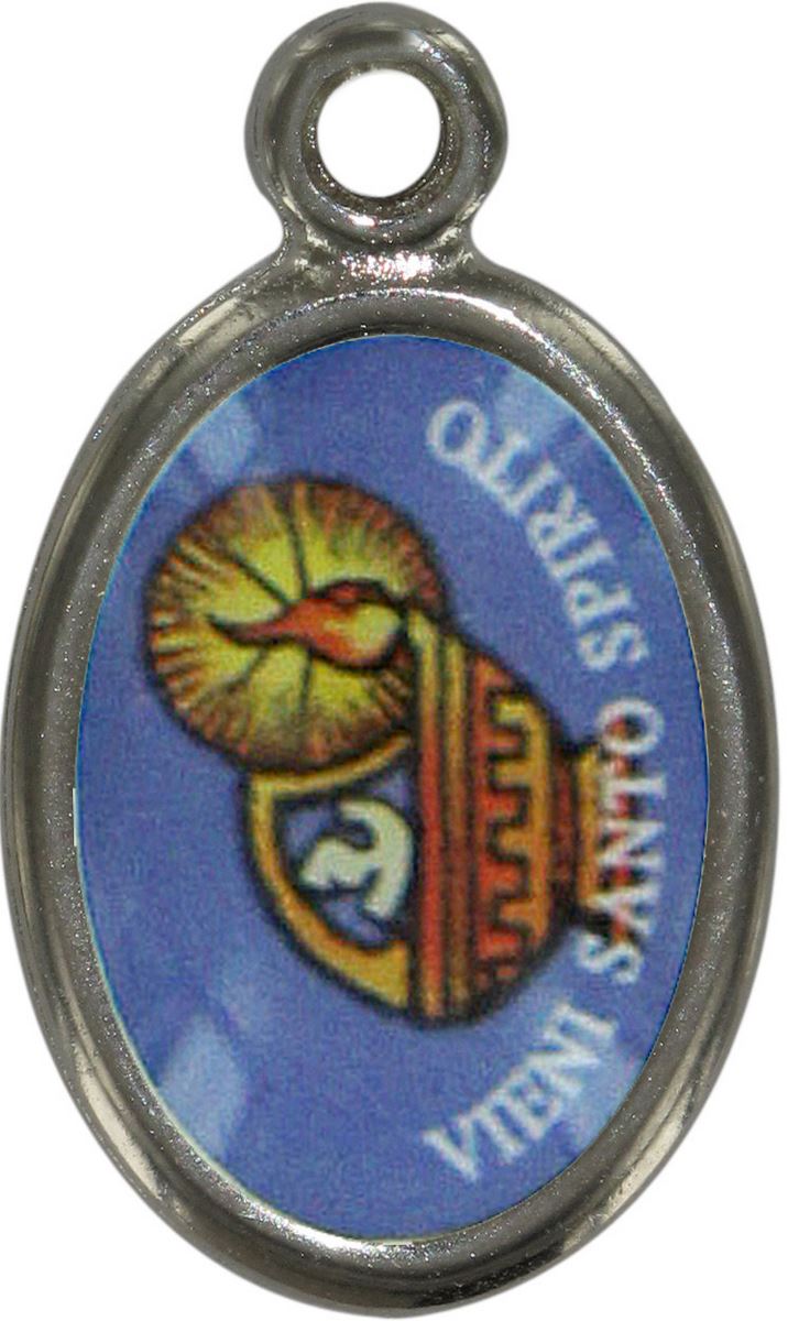 medaglia spirito santo in metallo nichelato e resina - 1,5 cm