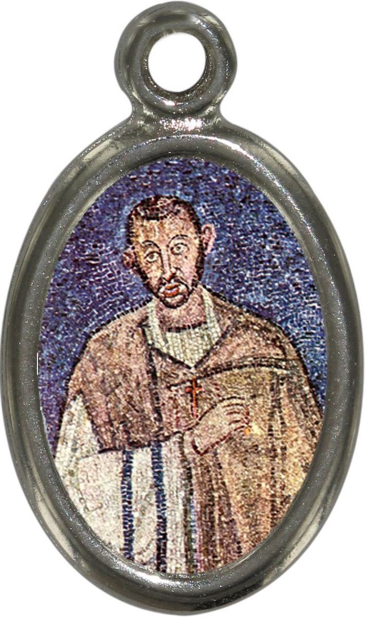 medaglia sant ambrogio in metallo nichelato e resina - 1,5 cm