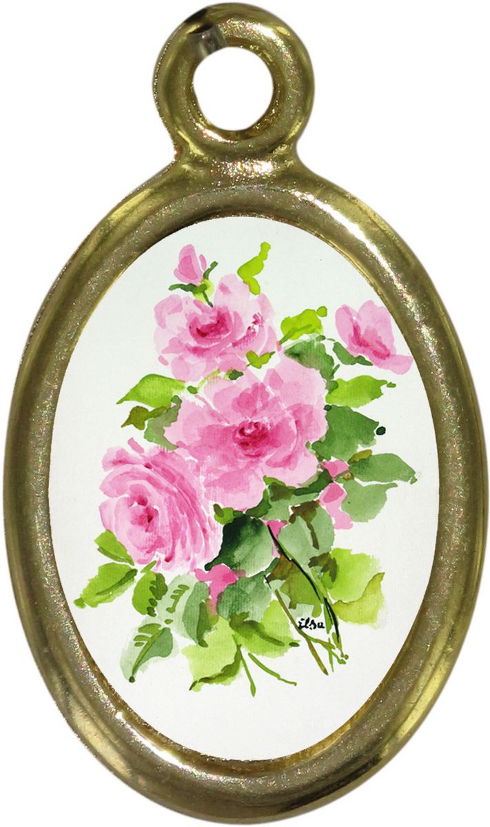 medaglia rose in metallo dorato e resina - 2,5 cm