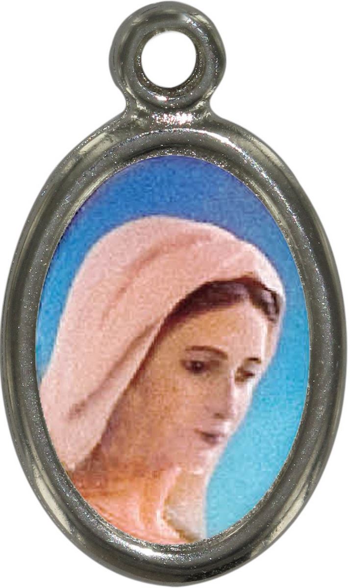 medaglia madonna di medjugorie in metallo nichelato e resina - 2,5 cm