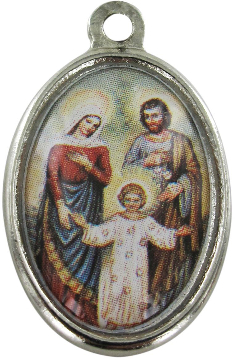 medaglia santa famiglia in metallo nichelato e resina - 2,5 cm