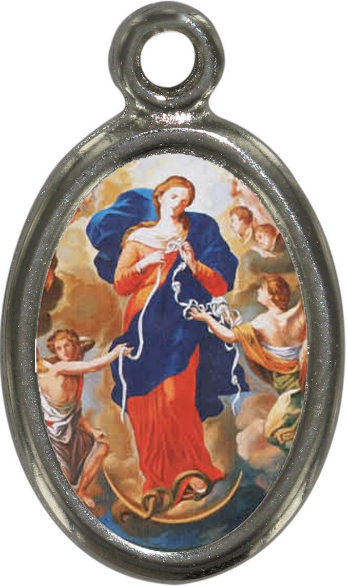 medaglia madonna che scioglie i nodi in metallo nichelato e resina - 2,5 cm