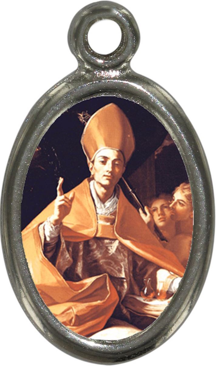 medaglia san carlo borromeo in metallo nichelato e resina - 2,5 cm