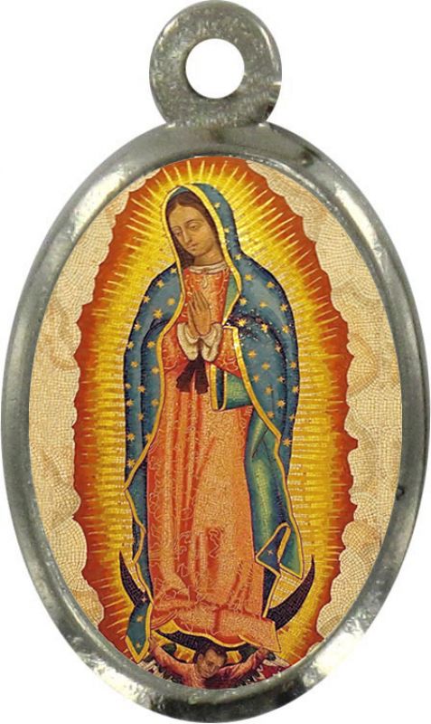 medaglia madonna di guadalupe in metallo nichelato e resina - 2,5 cm