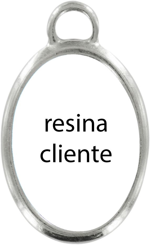 medaglia ovale in metallo nichelato con immagine cliente resinata - 3,5 cm