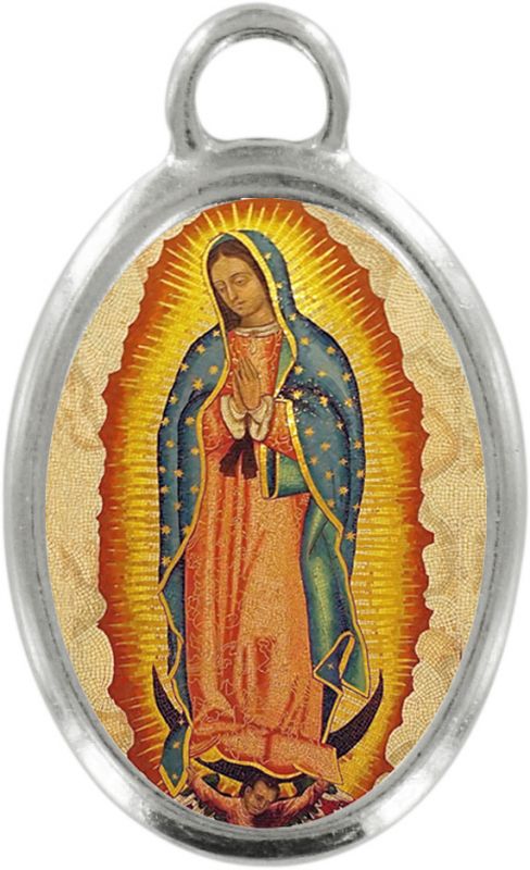 medaglia madonna di guadalupe in metallo nichelato e resina - 3,5 cm