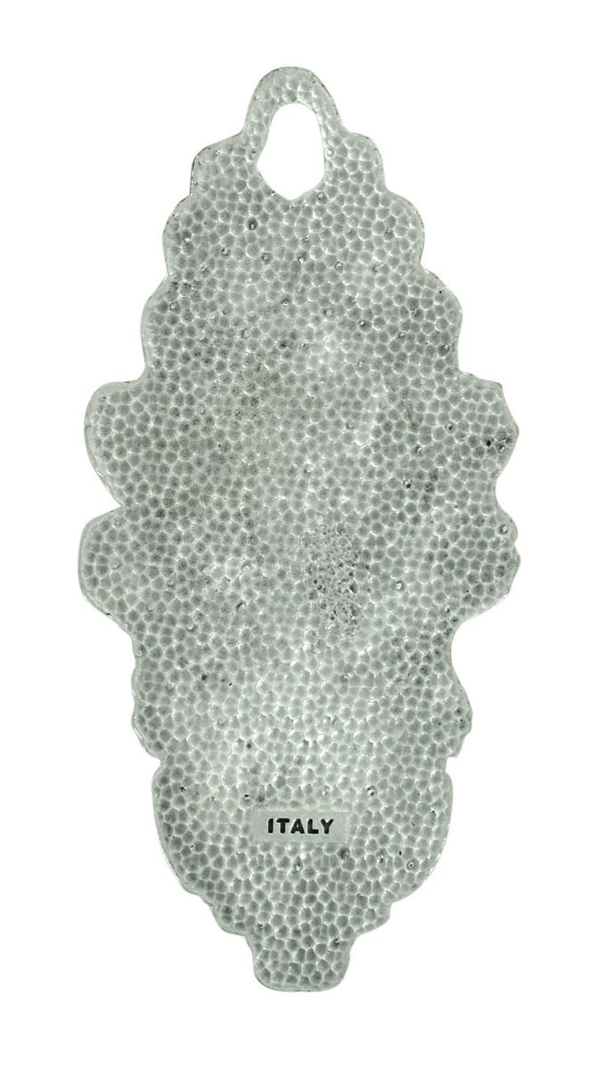acquasantiera in metallo argentato con resina - 10,5 cm