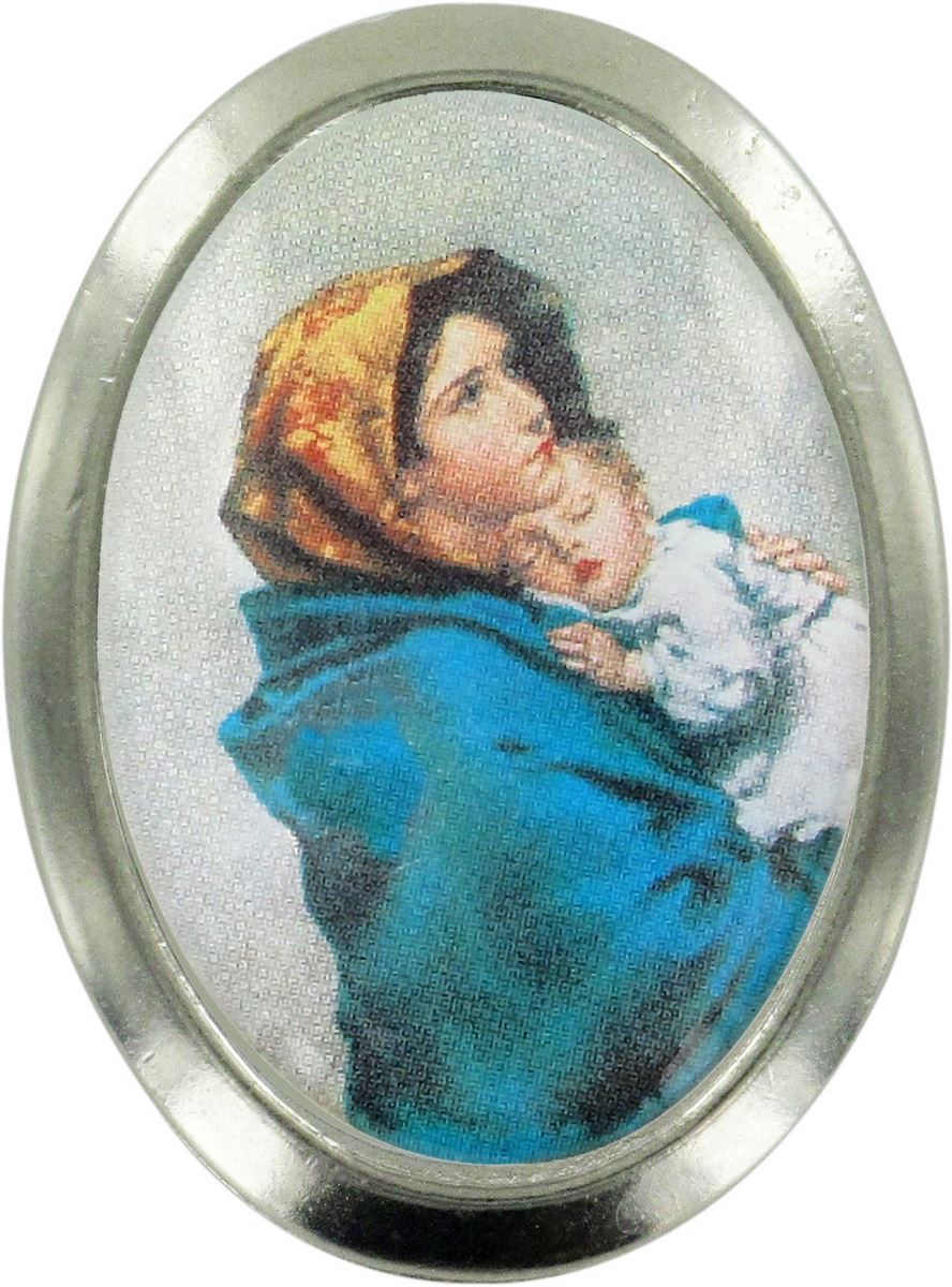 calamita madonna del ferruzzi in metallo nichelato ovale