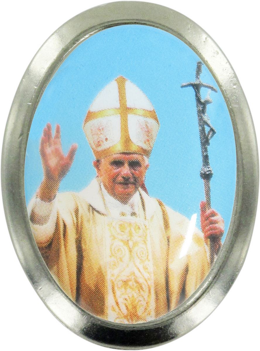calamita papa benedetto xvi in metallo nichelato ovale