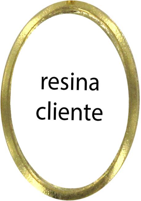 distintivo dorato ovale con immagine resinata cm 2,5