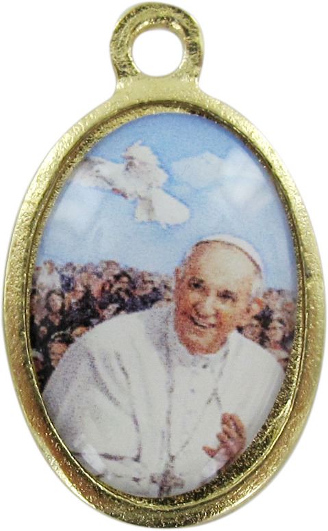 medaglia doppia madonna miracolosa/resina cm 2,5 - papa francesco sog. 41