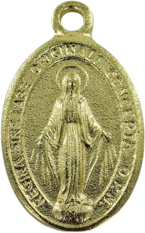 medaglia madonna miracolosa doppia in metallo dorato e resina - 2,5 cm