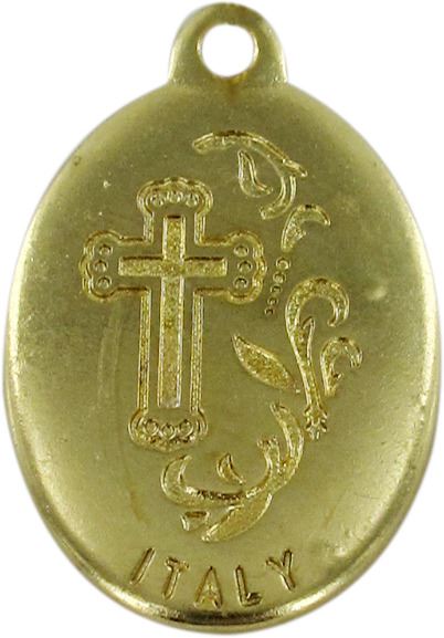 medaglia san francesco in metallo dorato con strass - 3,5 cm 
