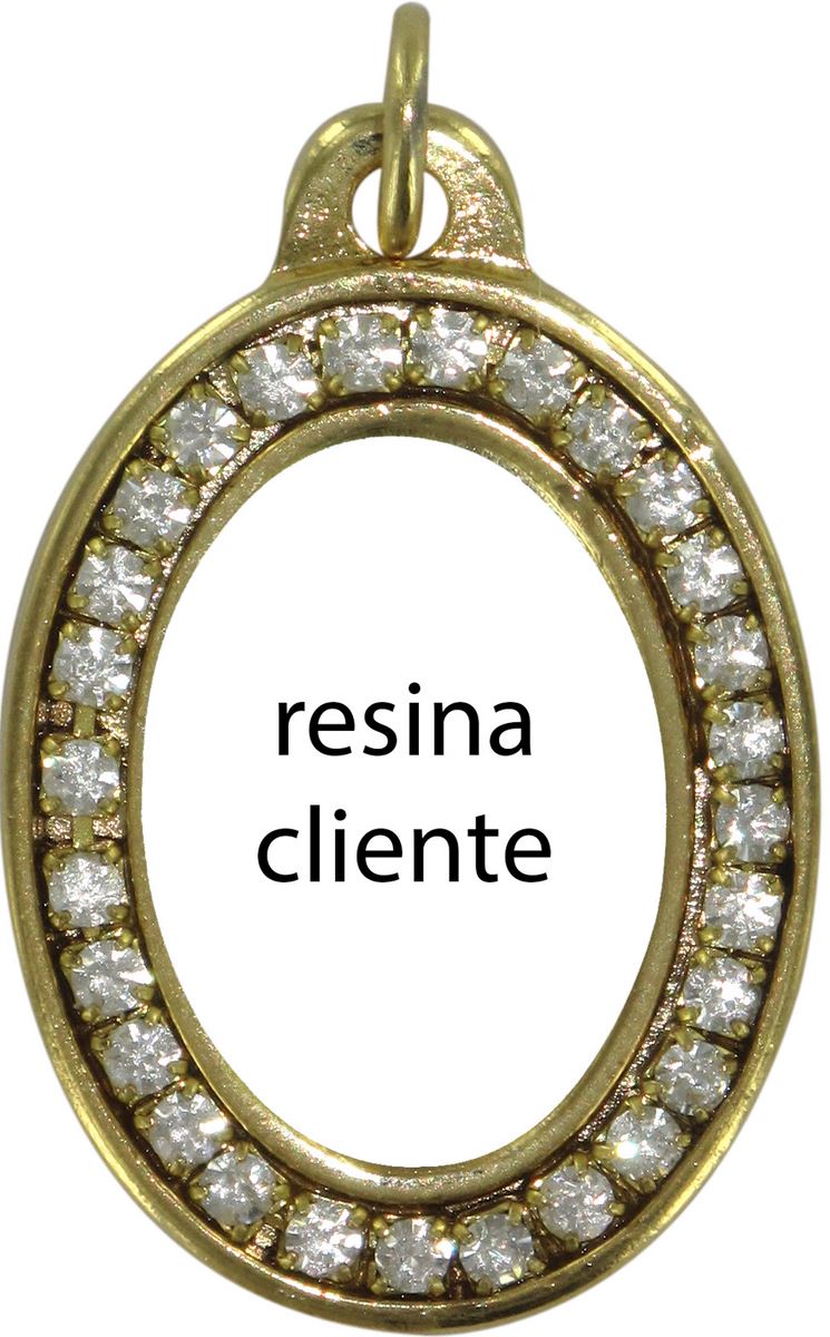 medaglia dorata con resina e strass cm 3 - personalizzabile