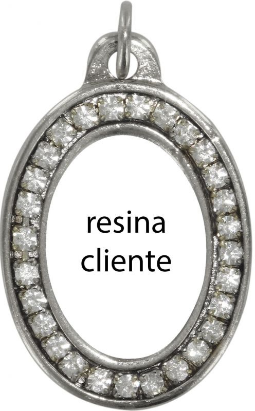 medaglia nichelata con resina e strass cm 3 - personalizzabile