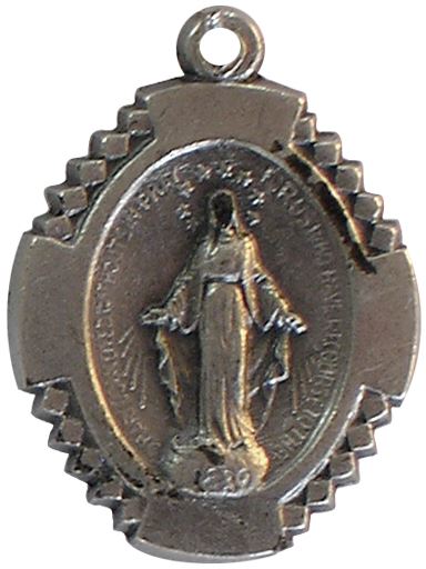 medaglia madonna miracolosa ovale in metallo ossidato - 2,4 cm