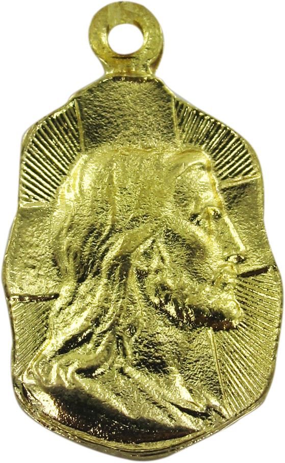 medaglia volto cristo in metallo dorato - 1,9 cm
