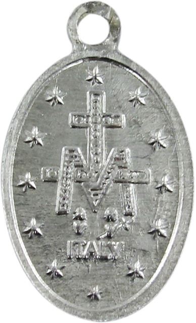 medaglia madonna miracolosa in alluminio con smalto azzurro - 1,5 cm
