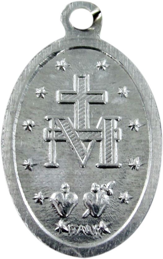 medaglia madonna miracolosa in alluminio con smalto azzurro - 1,8 cm