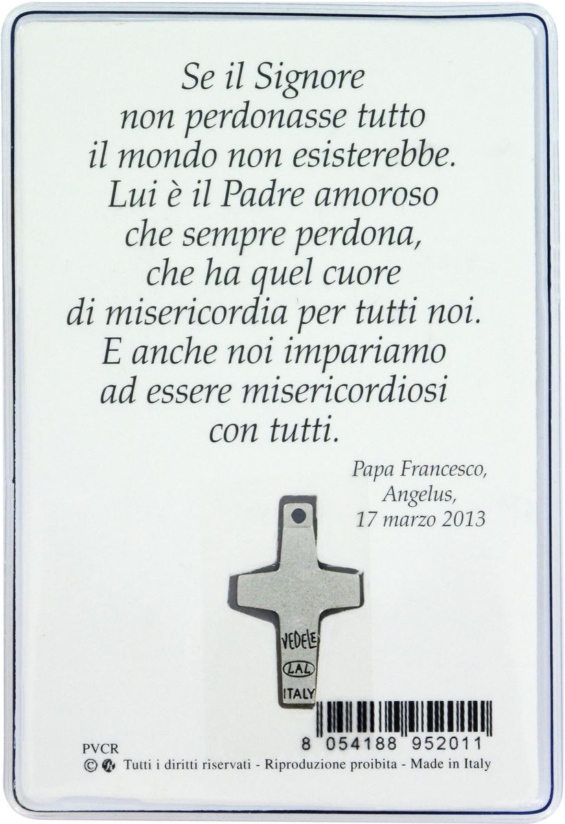 card  papa francesco con croce del papa cm 6x9 - italiano